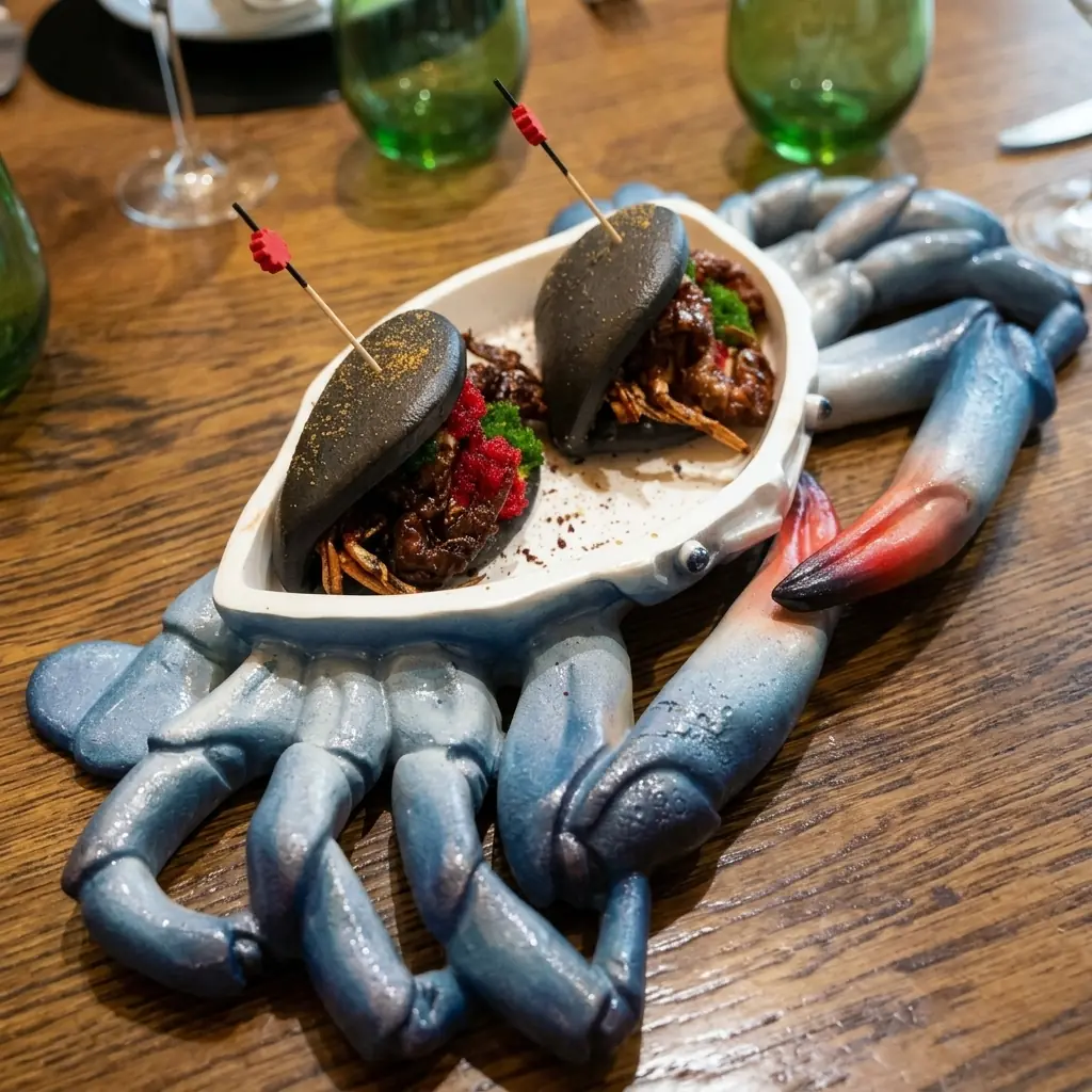 Gua bao taiwanés al vapor con cangrejo frito de Vietnam